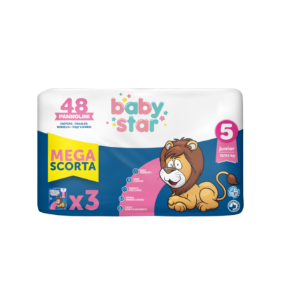 Babystar Mega scorta Taglia 5 - 12/25 kg - 48 Pannolini