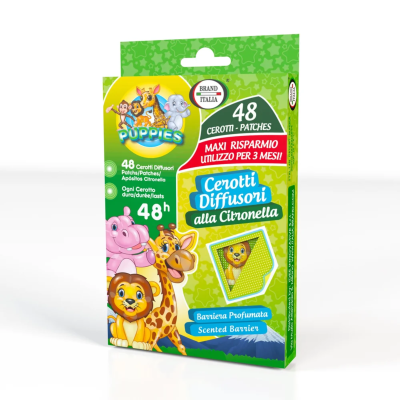 Brand Italia Cerotti Antizanzare Puppies Diffusori di Citronella 48 Pezzi