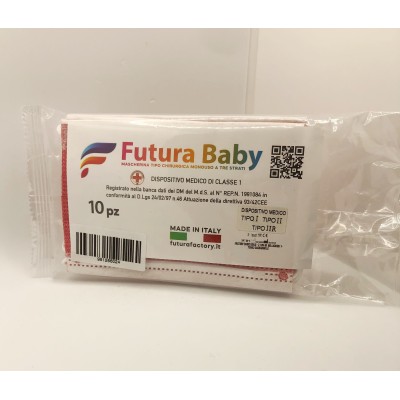 FUTURA BABY MASCHERINA CHIRURGICA ROSSA 10PZ 