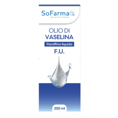 SoFarmaPiù Olio di Vaselina Paraffina Liquida lubrificante, emolliente e protettivo per pelle secca 200ml