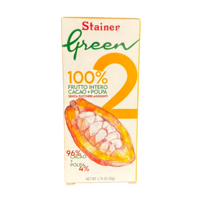 Stainer Tavoletta Cioccolato Green 2 con 96% cacao e 4% polpa di cacao Stainer Tavoletta Cioccolato Green 2 con 96% cacao e 4% polpa di cacao