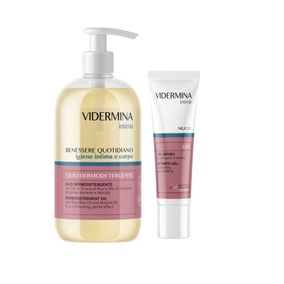 Vidermina Gel Mucus 30ml e Olio Dermodetergente 300ml per la Secchezza Intima