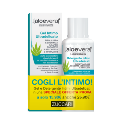 Zuccari Aloevera2 Detergente Intimo 250ml e Gel Intimo Ultradelicato 80ml per la secchezza vaginale