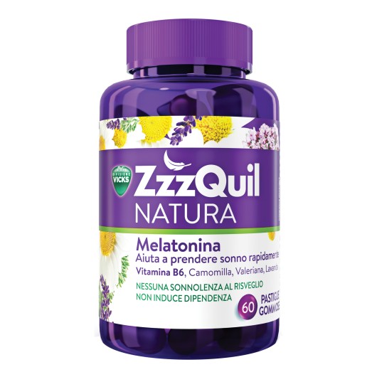 Vicks ZzzQuil Natura integratore alimentare a base di melatonina e valeriana -  60 pastiglie 