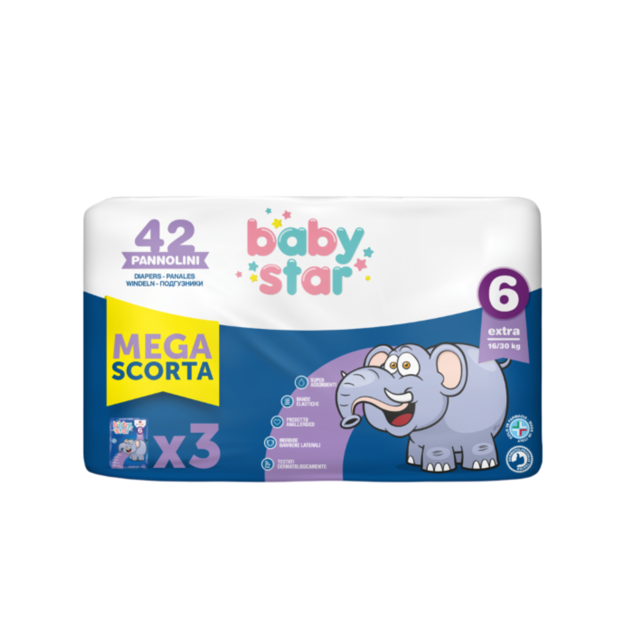 BABY STAR Extra - 42 Pannolini 16-30 Kg Taglia 6 - Immagine 3