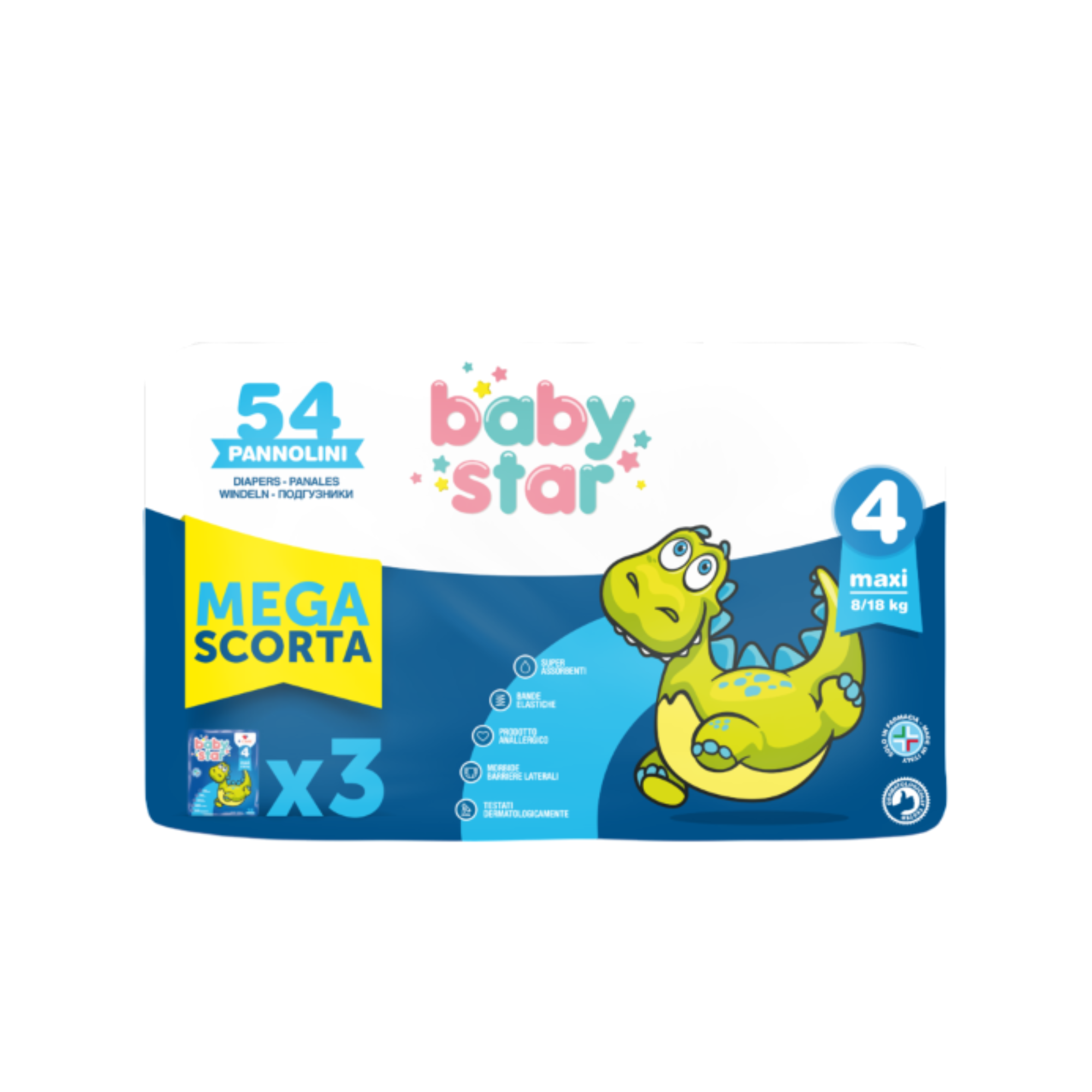 Baby Star Pannolino Babystar Megascorta Taglia 4 54 Pezzi - Immagine 3