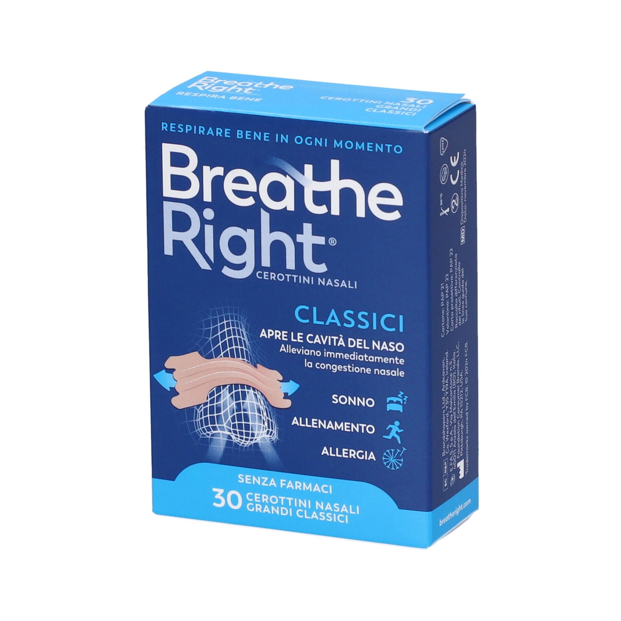 Breathe Right Cerotti Nasali per Non Russare Classici Grandi  30 pezzi