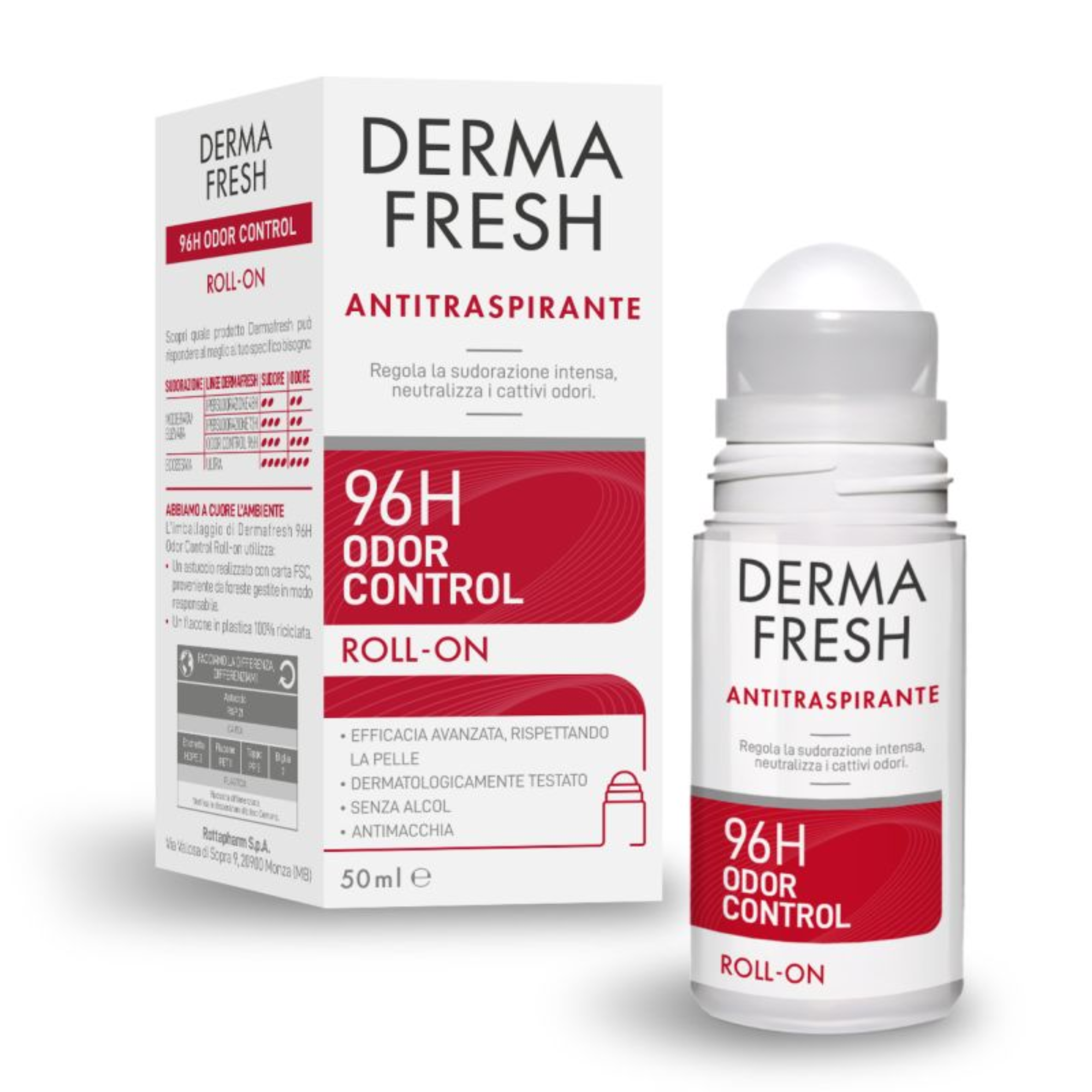 Dermafresh Deodorante Antitraspirante Roll On Odor Control per Eliminare Cattivi Odori durata 96 ore 50ml