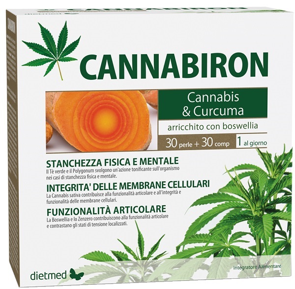 Dietmed Verde Cannabiron Integratore Alimentare Contro La Stanchezza Con Cannabis E Curcuma 30 Perle - Immagine 3