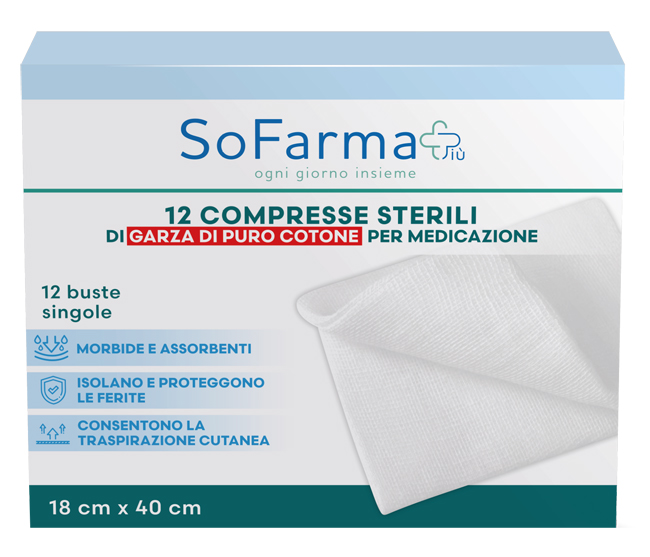 So.farma.morra Compressa In Cotone Sofarmapiu' 18X40 Cm 12 Pezzi - Immagine 6