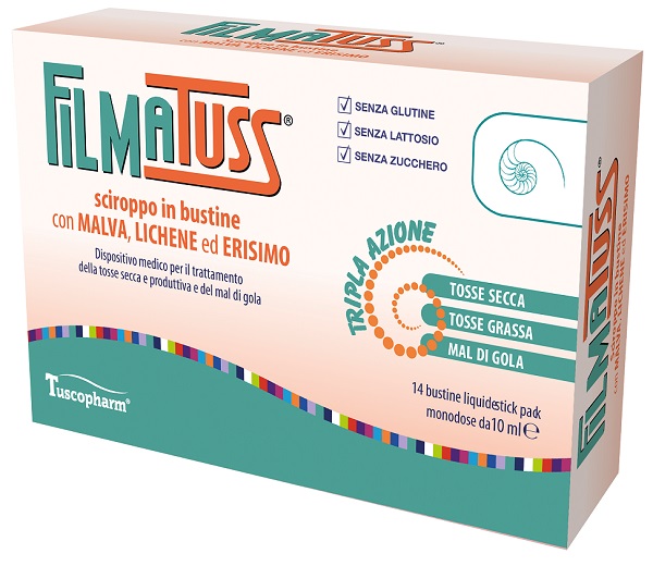 Tuscopharm Srl Malva Filmatuss Sciroppo Dispositivo Medico Tosse, 14 Bustine - Immagine 3