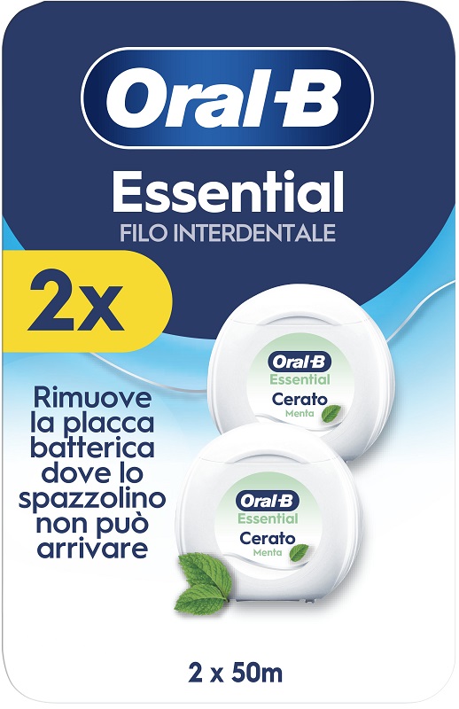 Procter & Gamble Srl Filo Interdentale Oral B Essential Cerato Alla Menta, 2X50m - Immagine 2