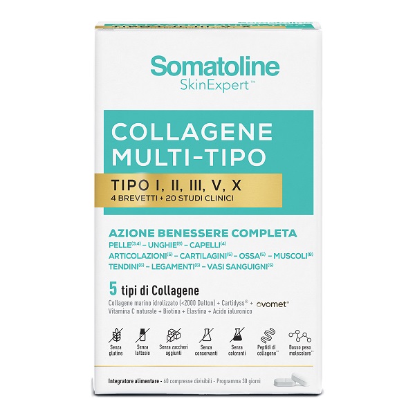Somatoline Collagene Multi-Tipo 60 Compresse - Integratore per la pelle, i capelli e i tessuti connettivi - Immagine 4