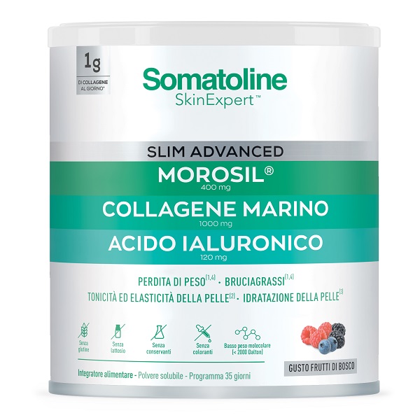 Somatoline Slim Advanced Polvere - Integratore bruciagrassi con collagene marino - Gusto frutti di bosco - 275 g - Immagine 3