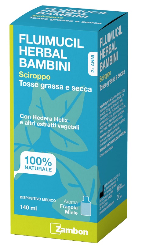 Zambon Italia - Zambon Fluimucil Herbal Bambini Sciroppo Tosse Grassa E Secca 140 Ml Aroma Fragola E Miele Senza Glutine Senza Lattosio - Immagine 4