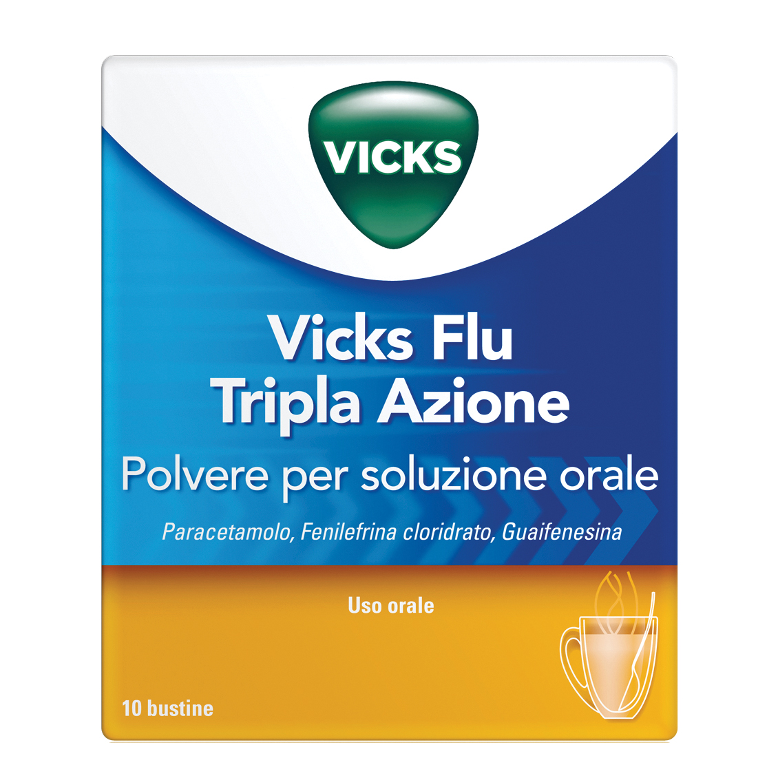 Vicks Flu Tripla Azione Polvere - Decongestionante Analgesico Antipiretico 10 Bustine - Immagine 8