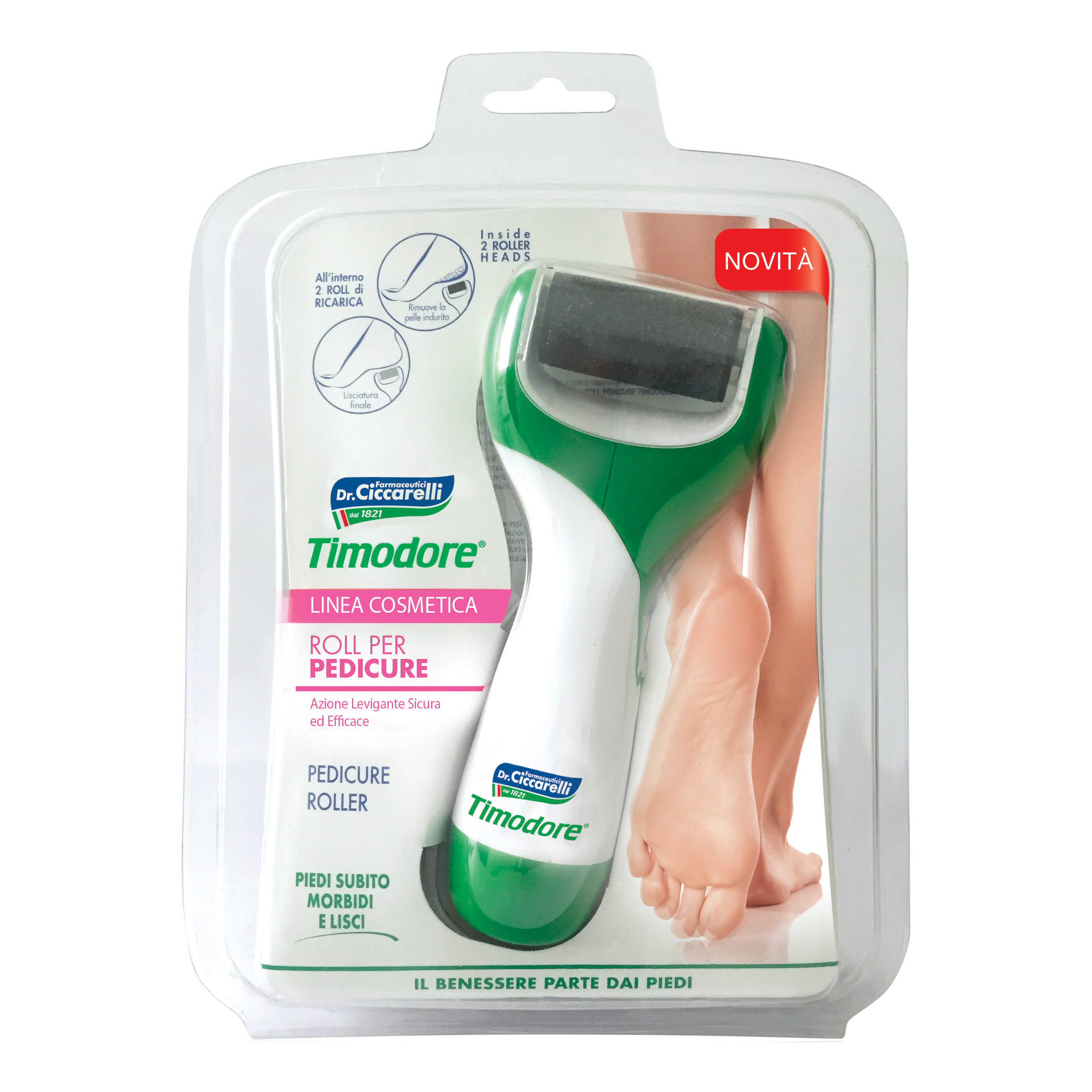 Timodore Ricarica Roll Pedicure con 2 Testine per Rimozione Callosità e Lisciatura Pelle - Farmaceutici Dott. Ciccarelli - Immagine 5