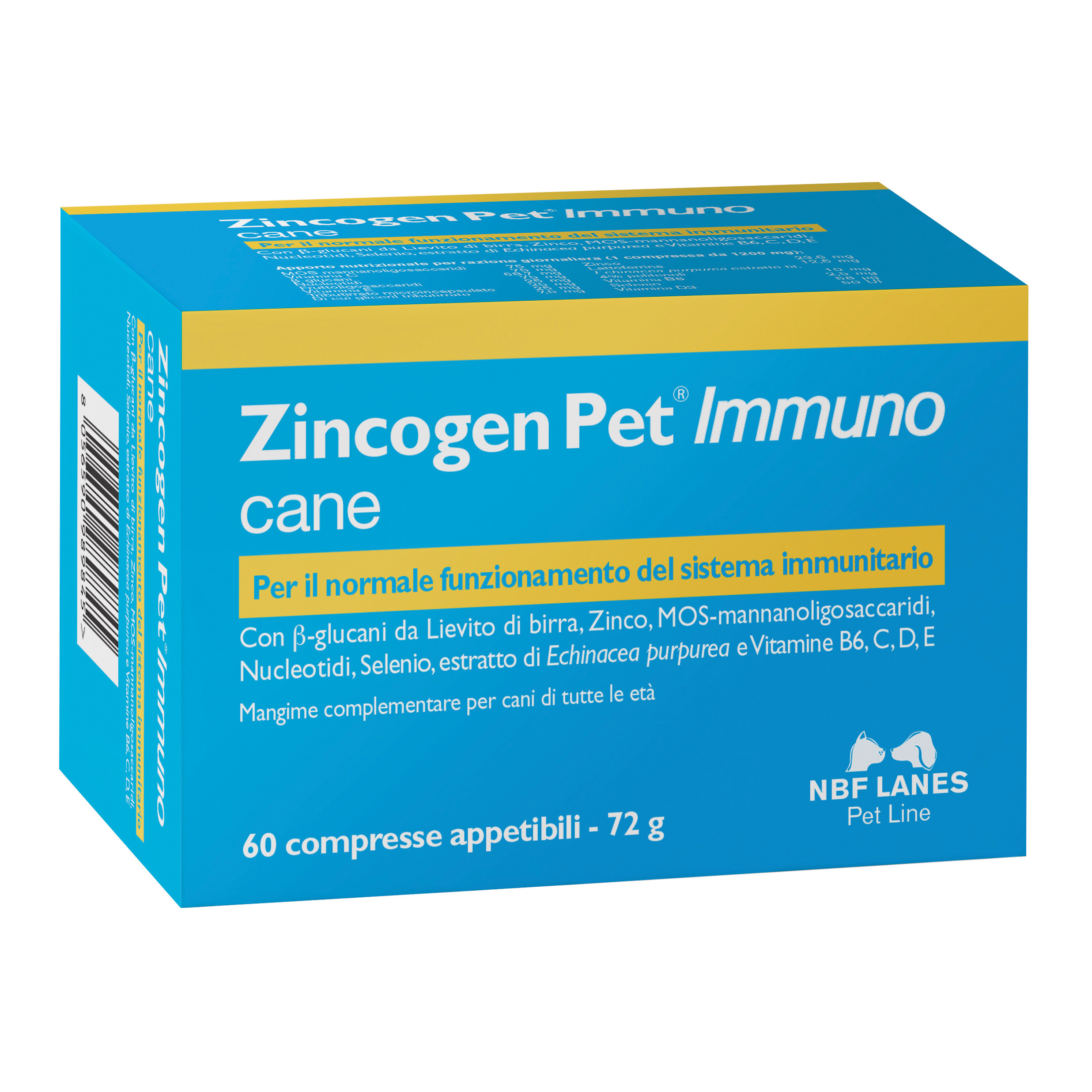 NBF Lanes Zincogen Pet Immuno supporto immunitario Compresse per cani 60 Compresse - Integratori per cani - 1° ORDINE? scegli tra BZR5 - BZR20 + 200 pt fedeltà - Immagine 3