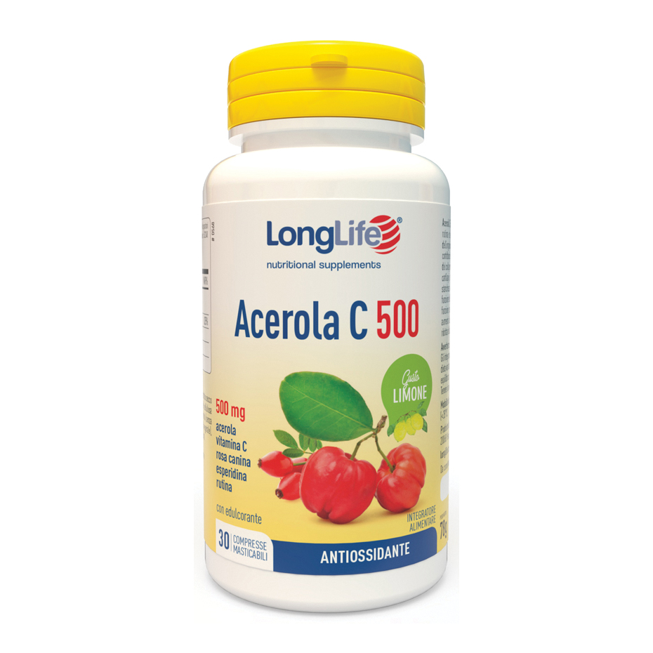 Longlife Acerola C500 Gusto Limone - Integratore Immunostimolante 30 Compresse - Immagine 3