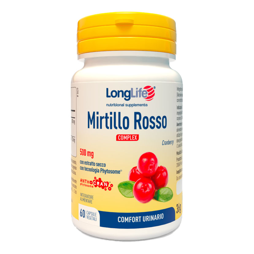 Longlife Mirtillo Rosso Complex 500 mg 60 Capsule - Integratore Per L'Apparato Urogenitale - Immagine 3
