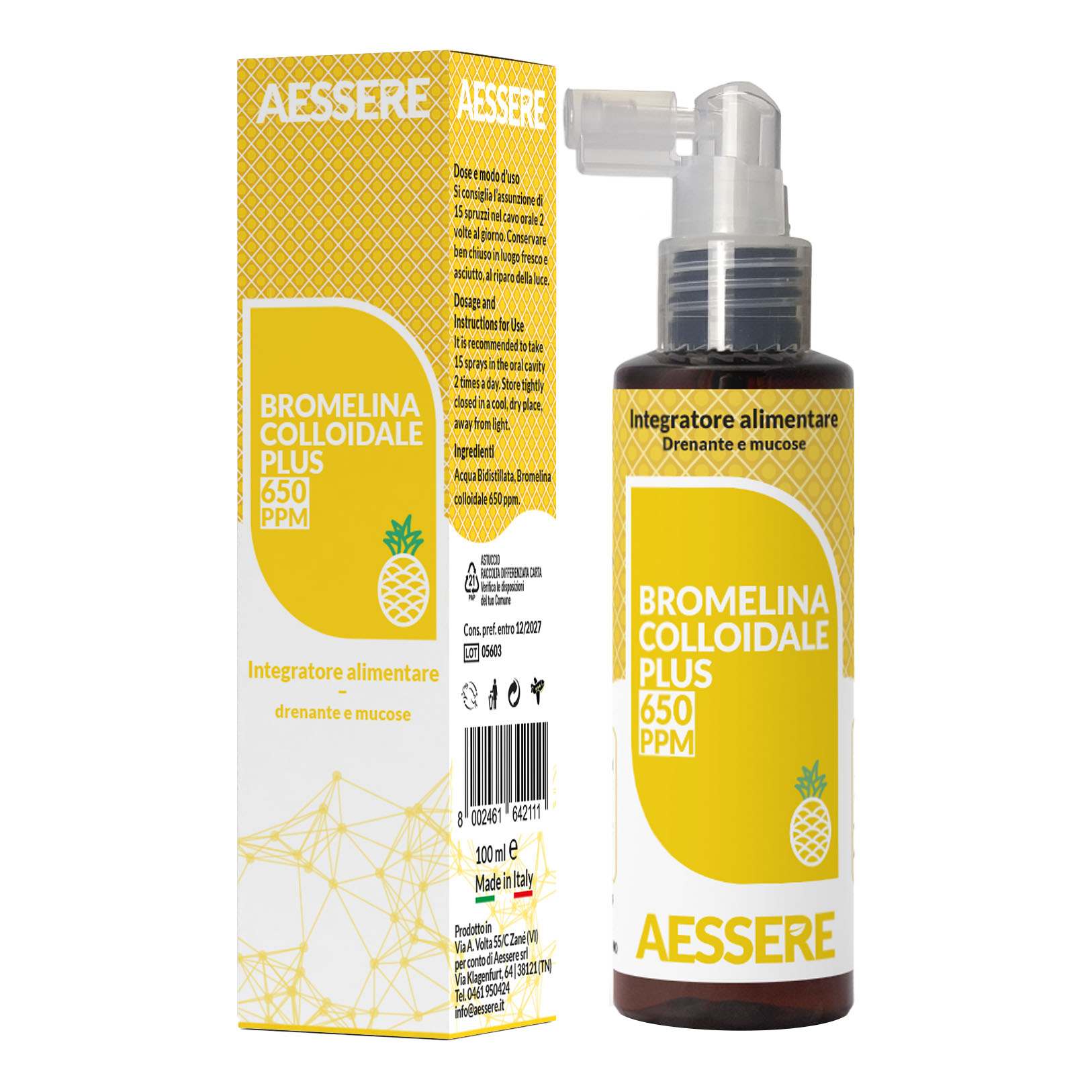 Bromelina Colloidale Plus Spray 650 ppm 100 ml - Integratore di Bromelina - Immagine 3