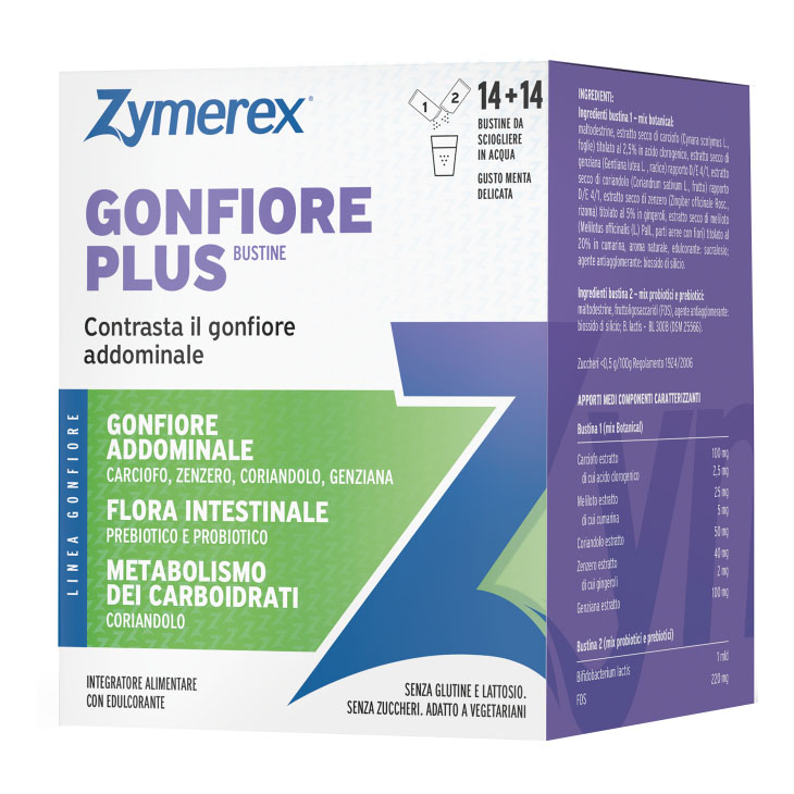Zymerex Verde/Viola Gonfiore Plus Integratore Per Il Gonfiore Addominale 28 Bustine - Immagine 3