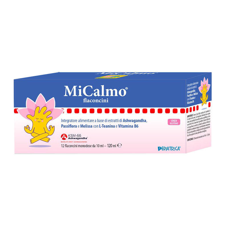 MiCalmo - Integratore per il rilassamento mentale, 12 flaconcini da 10 Ml