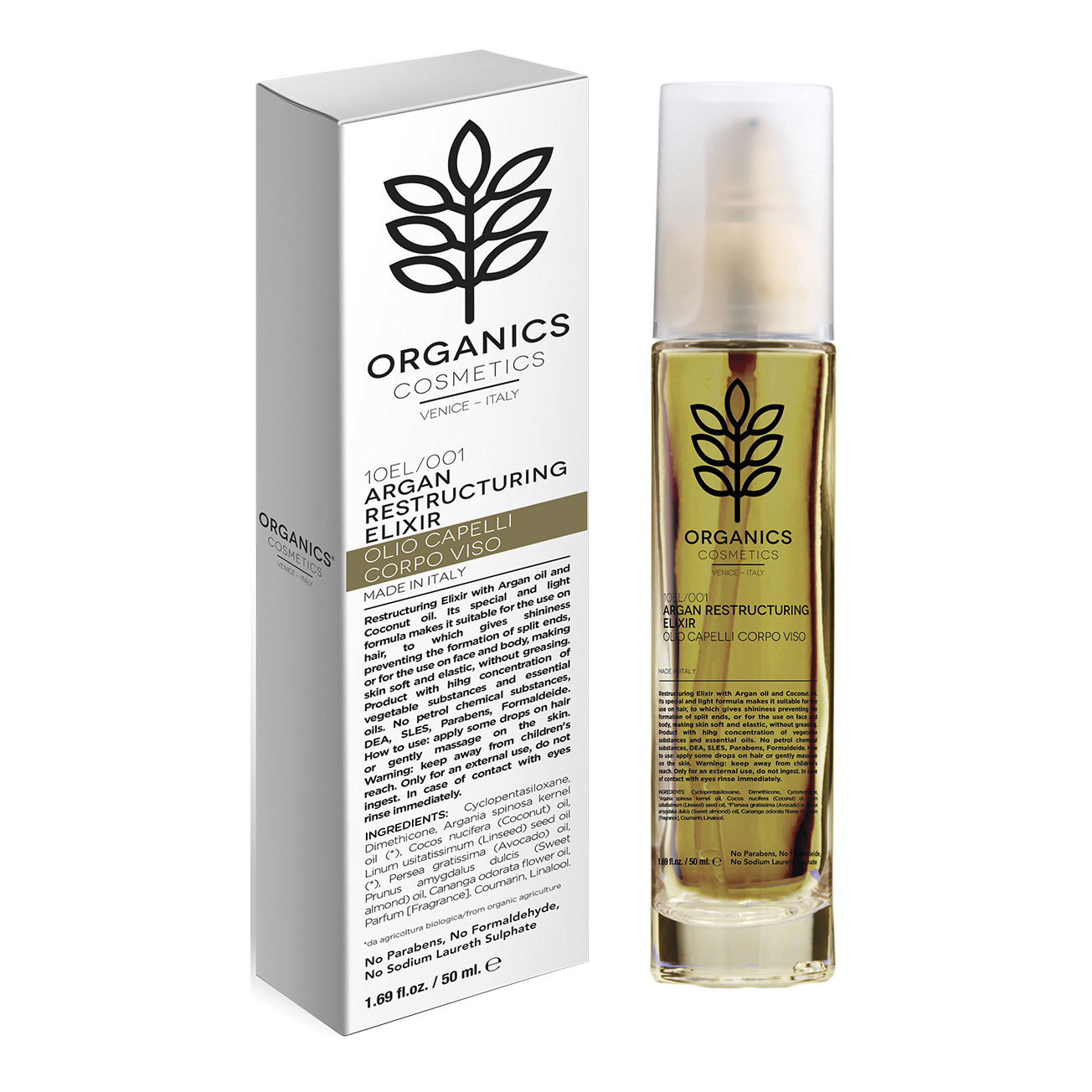 Organics Oil Argan Restructuring Elixir - Organics - - Elisir ristrutturante a base di olio di Argan per viso, corpo e capelli