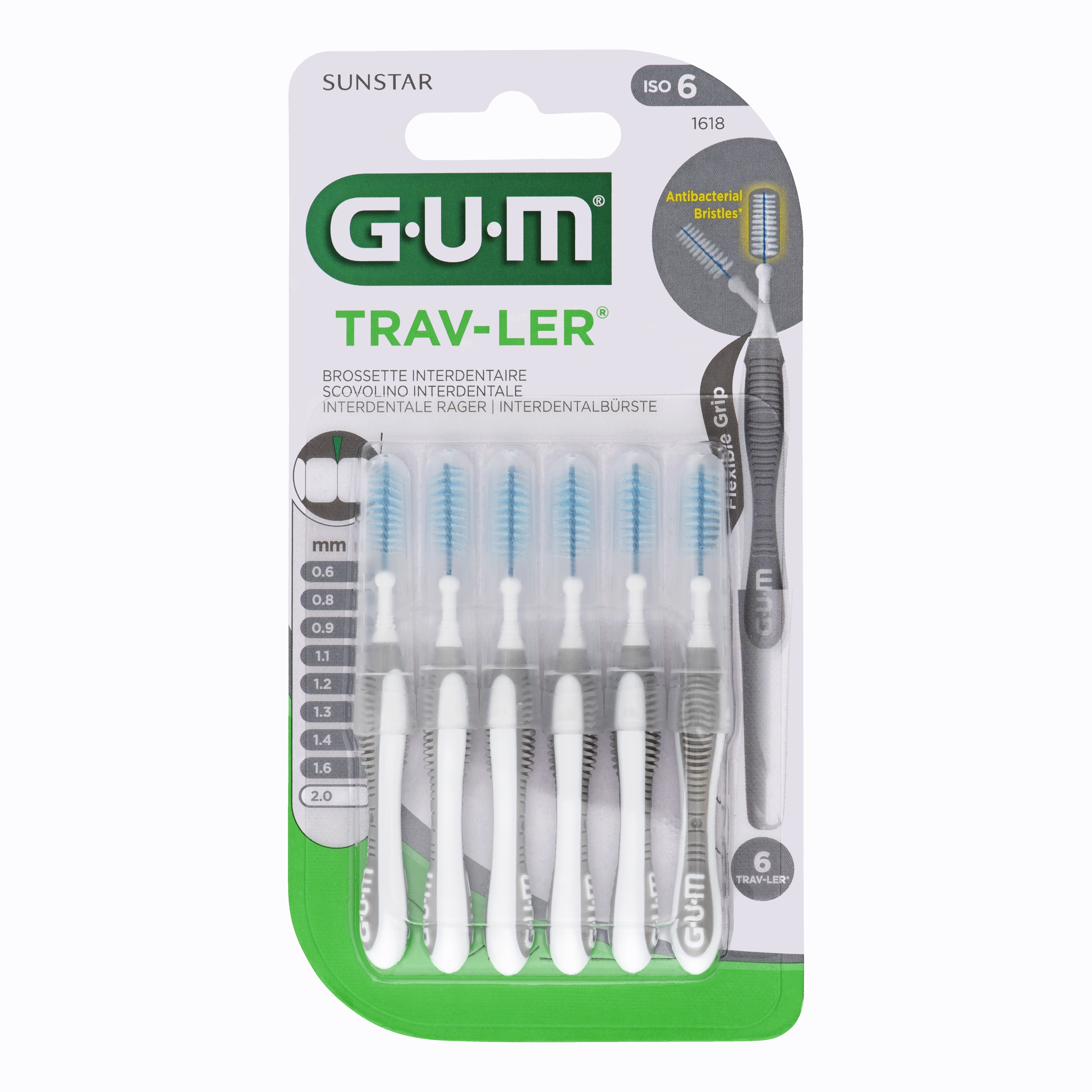 Gum Travler 1618 Scovo 2,0 6 Pezzi Pz Spazzolino Da Denti - Immagine 3