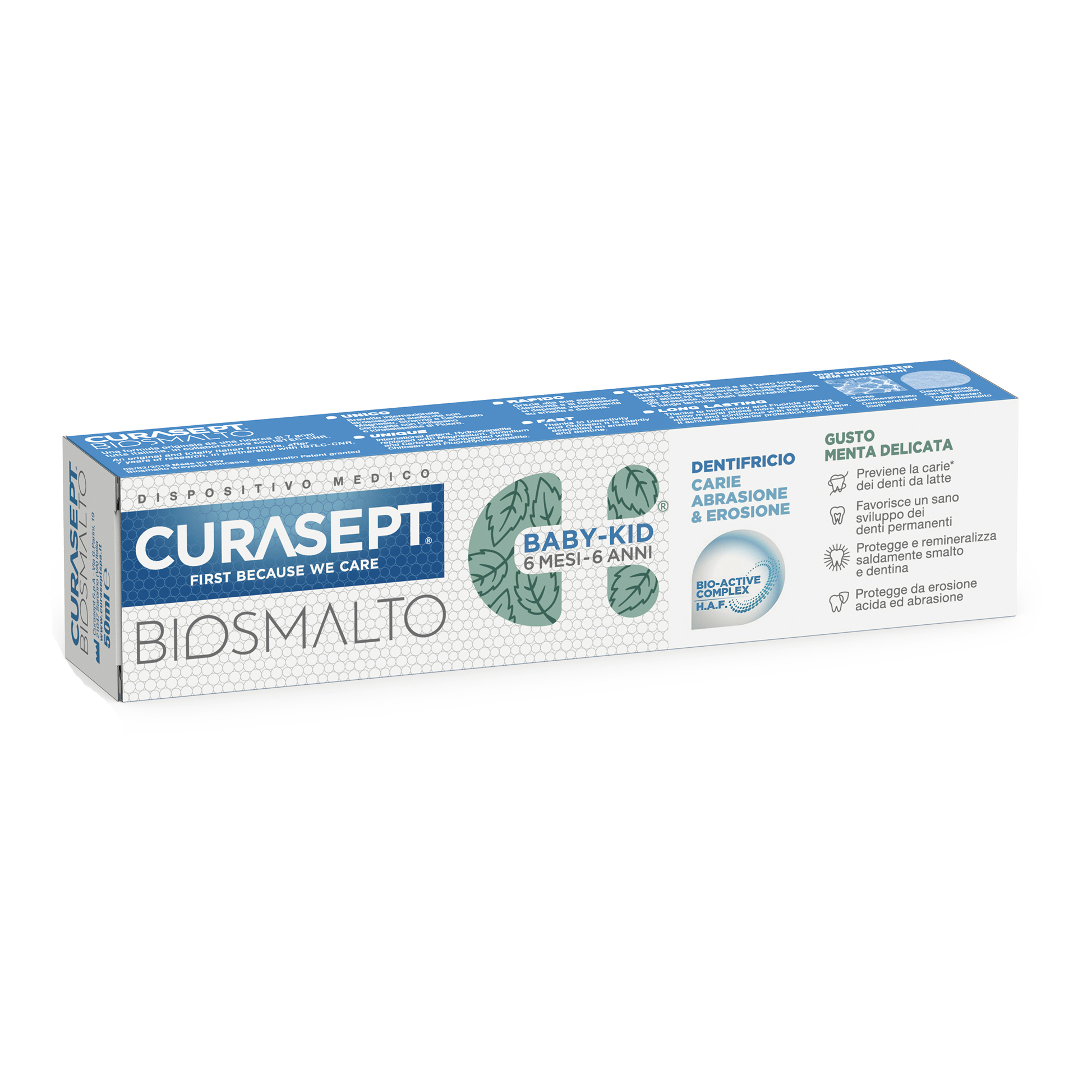 Curasept Biosmalto Dentifricio Baby Kid Menta Carie Abrasione & Erosione 50 Ml - Immagine 5