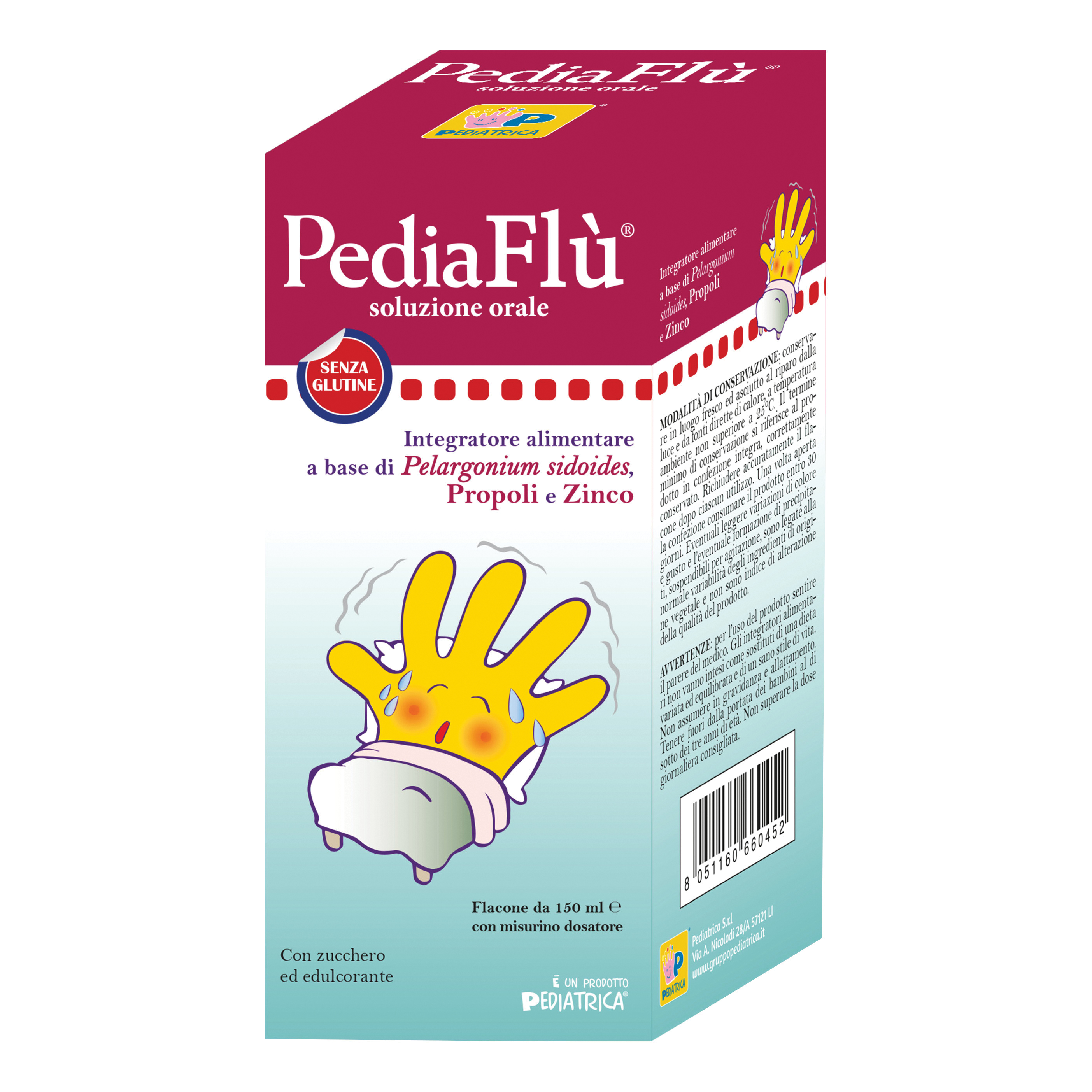 Pediaflù Integratore Alimentare con Pelargonium Sidoides Propoli e Zinco 150ml - Pediatrica - Immagine 3