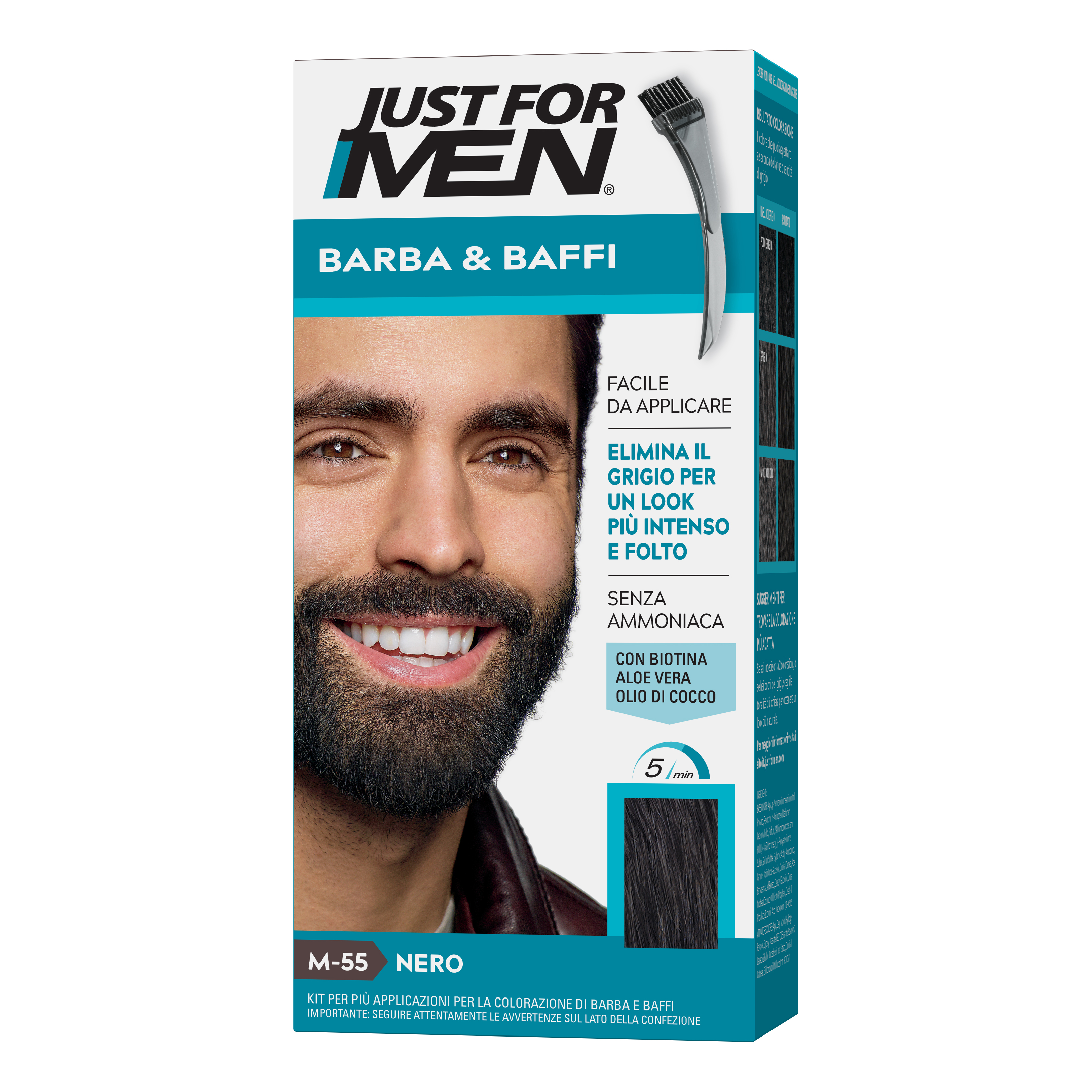 Just For Men Nero/Scuro Tinta Barba E Baffi M55 Castano - Immagine 6