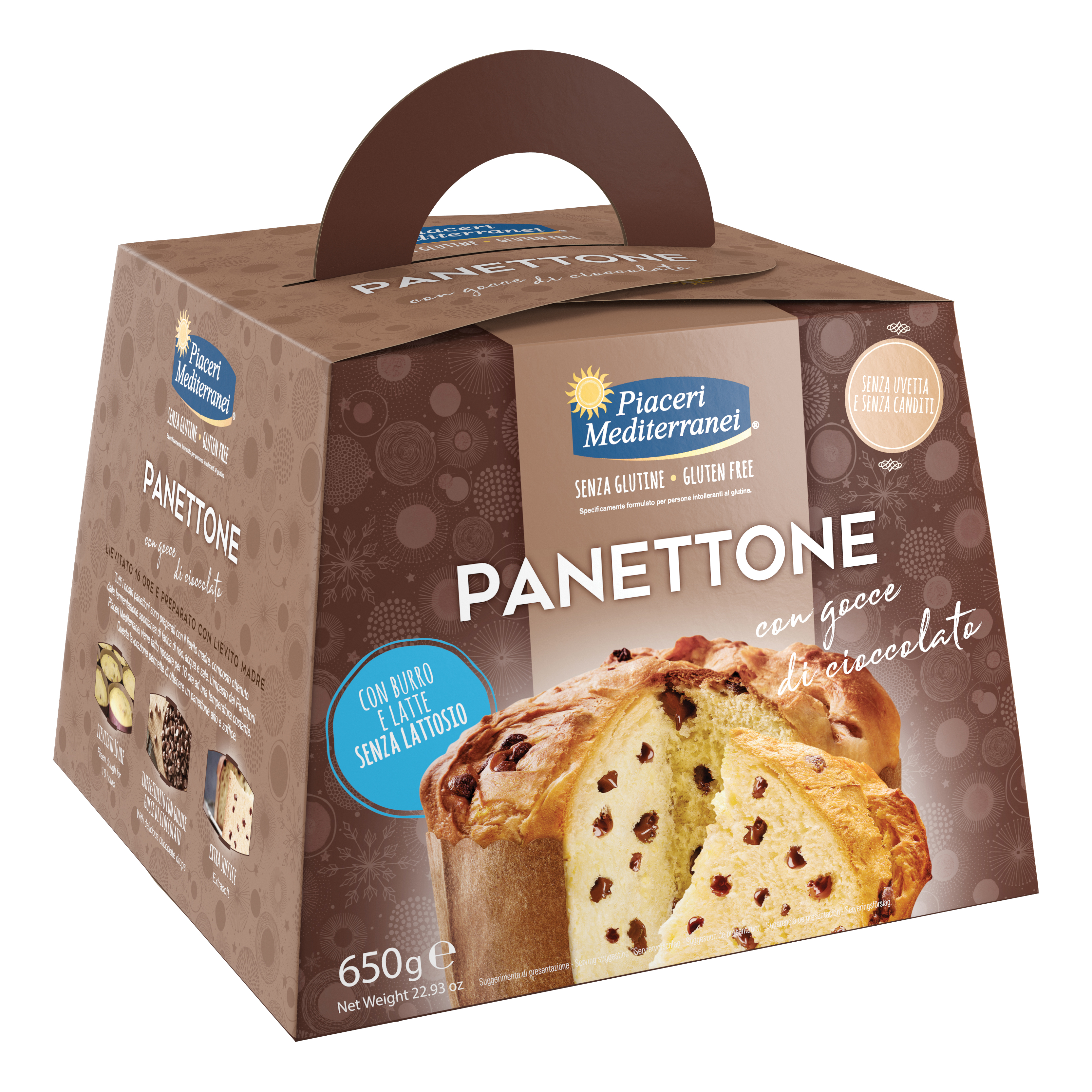 Piaceri Mediterranei Panettone Con Gocce Di Cioccolato Senza Glutine 650G - Immagine 3