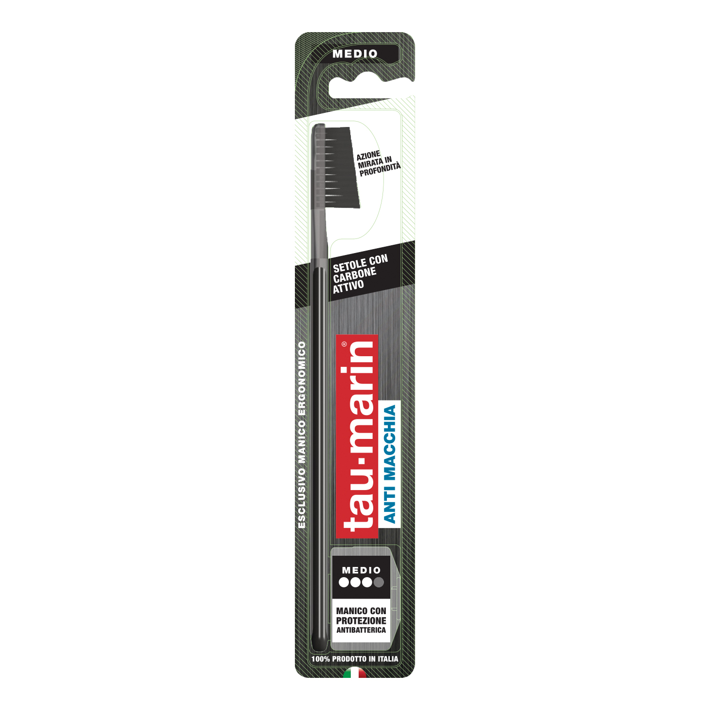 TAU-MARIN Professional Black - Spazzolino medio antibatterico Al Carbone Attivo - Immagine 4