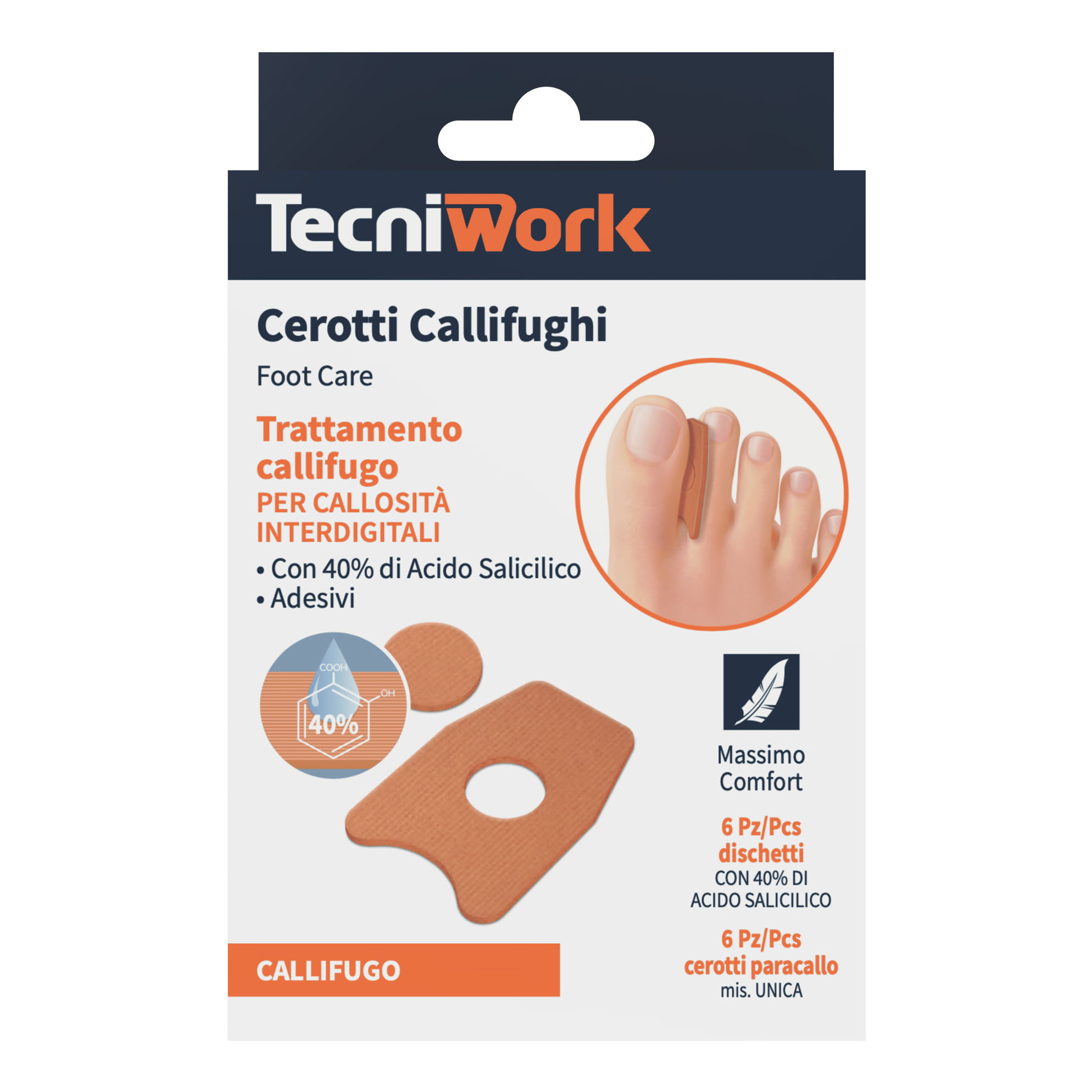 Tecniwork Cerotto Callifugo Interdigitale Per Calli Tra Le Dita 6 Cerotti + 6 Dischetti - Immagine 3