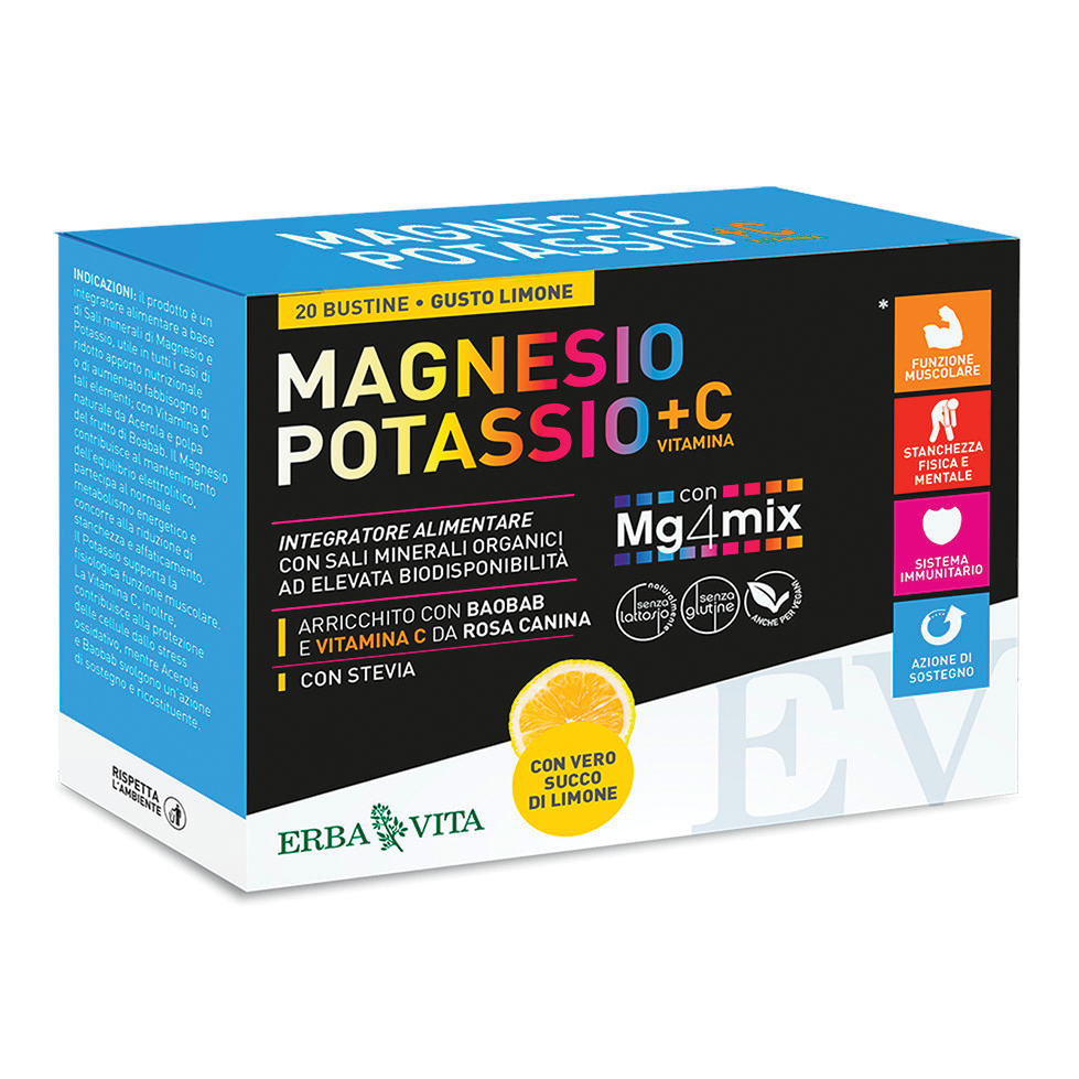 Erba Vita Magnesio E Potassio+Vitamina C Gusto Limone 20 Bustine - Immagine 3