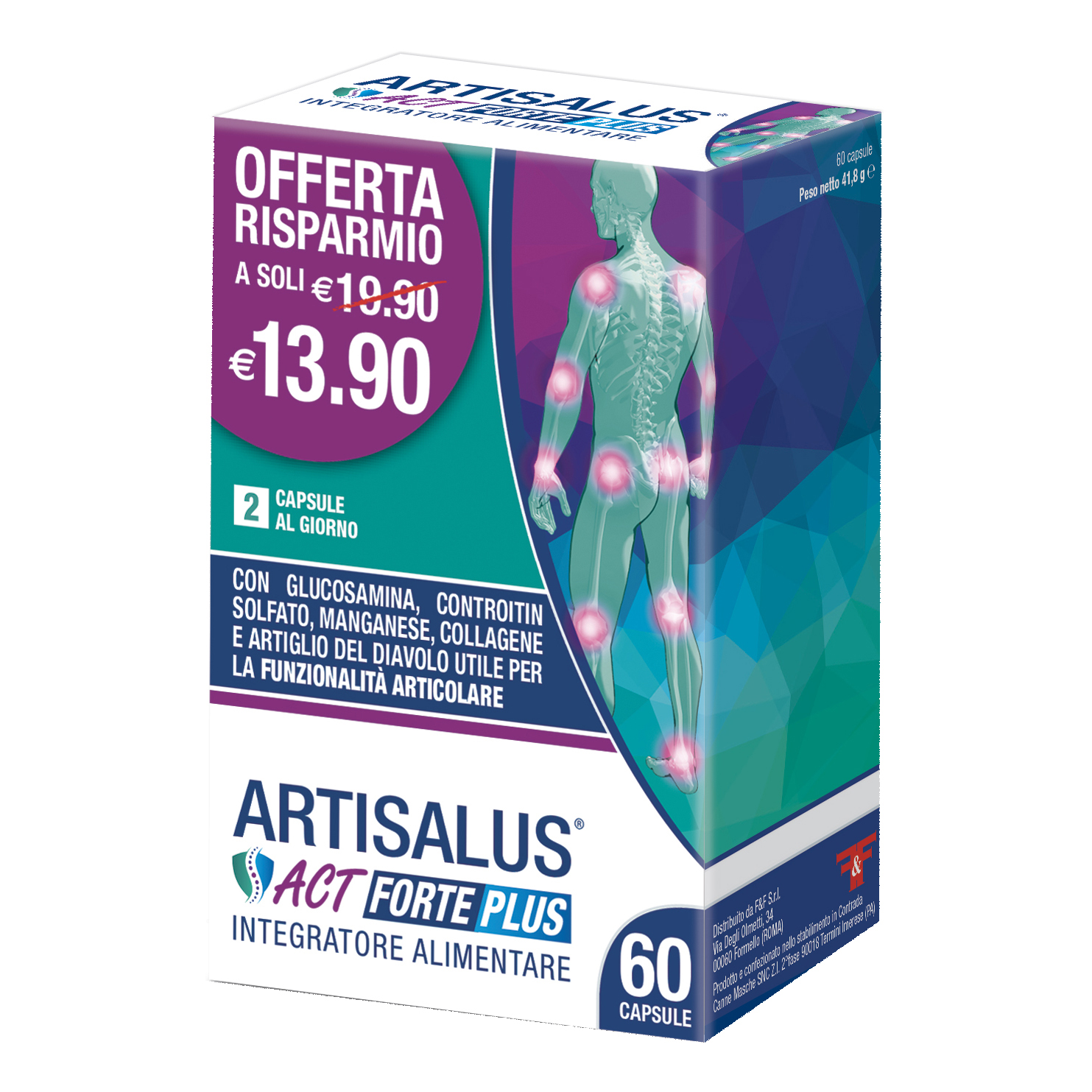 Linea Act Di F&F Artisalus Act Forte Plus Integratore Articolazioni 60 Capsule - Immagine 4