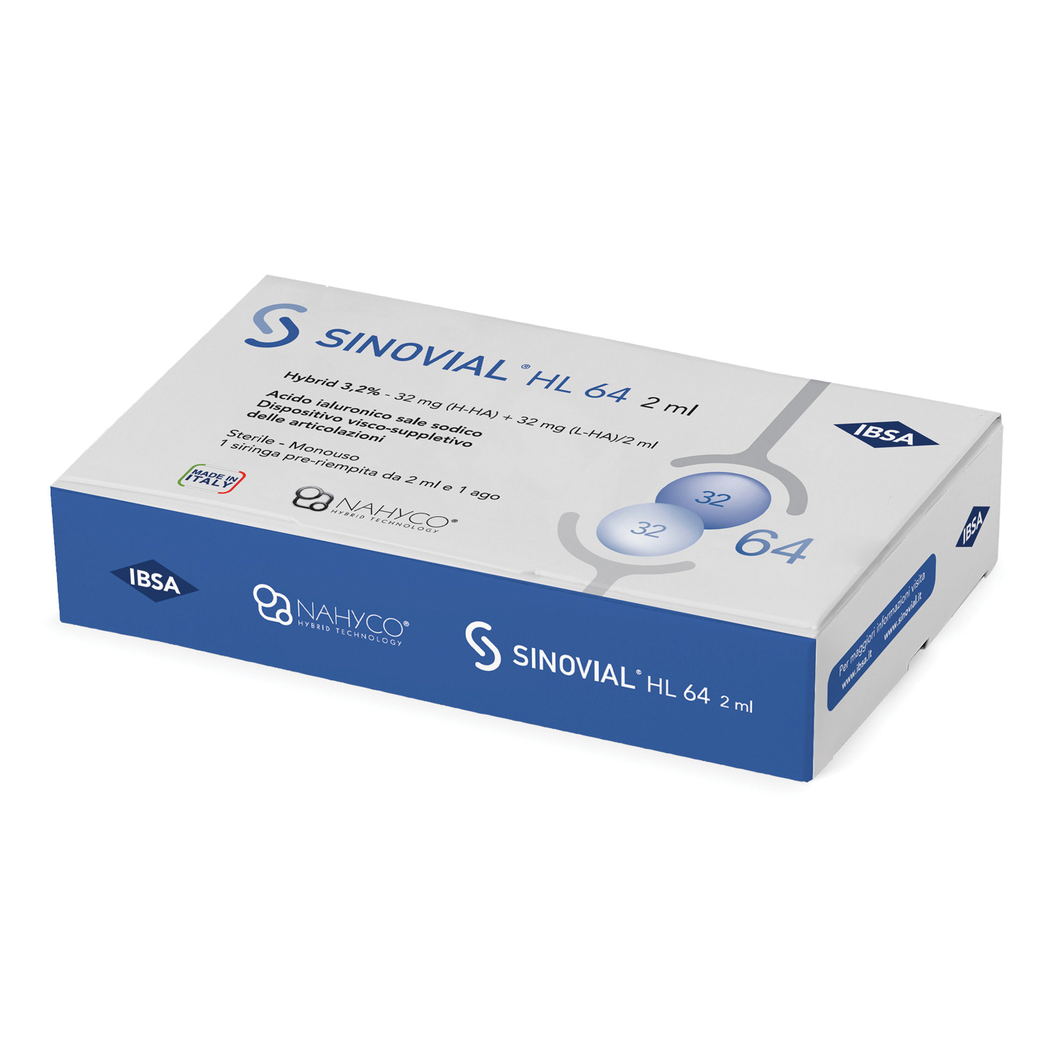 Sinovial Siringa Intra Articolare Hl 64 Acido Ialuronico Sale Sodico 3,2% 32 Mg H Ha + 32 Mg H La/2 Ml 2 Ml - Immagine 3