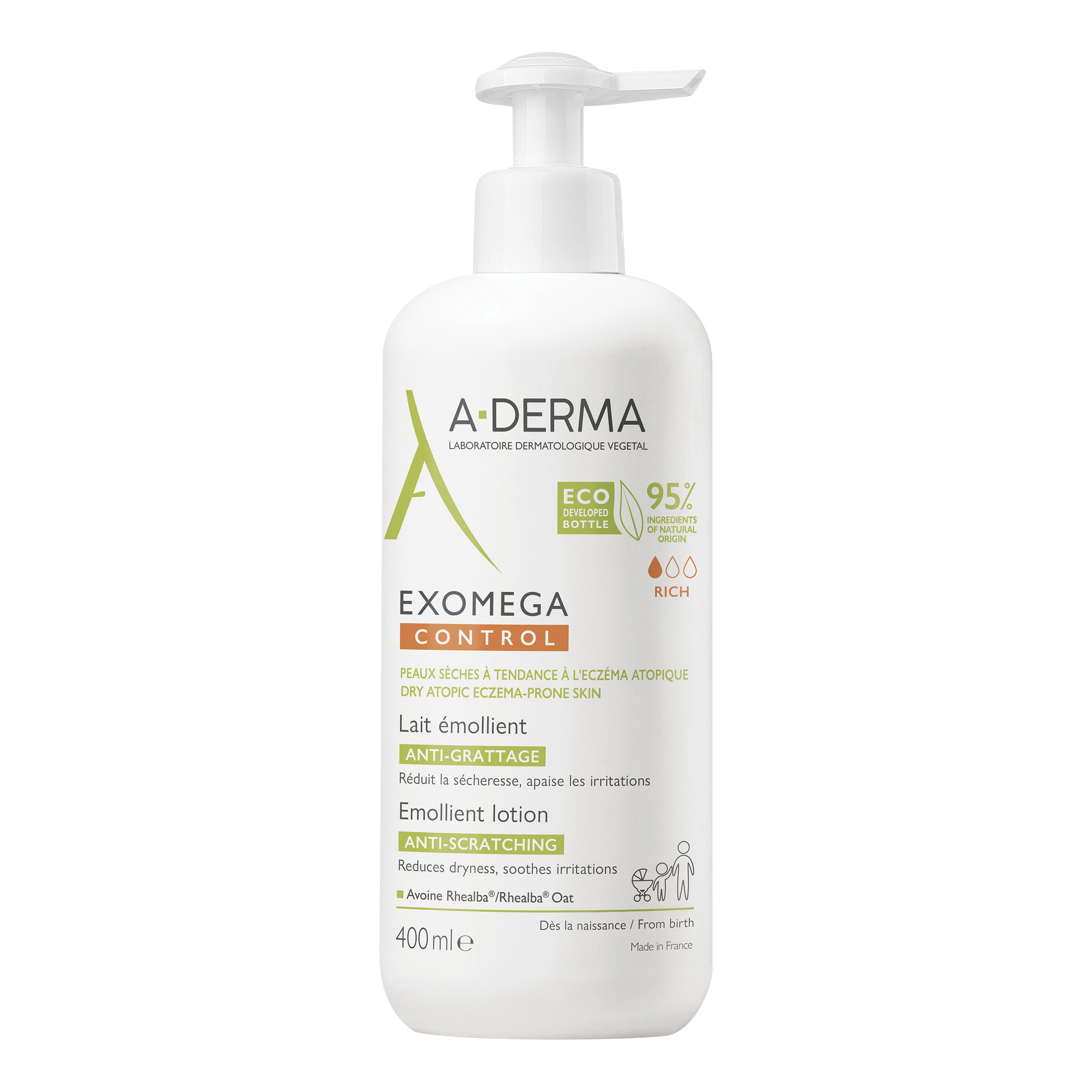A-Derma Crema Lozione Corpo, Exomega Control Lozione Emolliente (Lozione Corpo, 400 Ml) - Immagine 5
