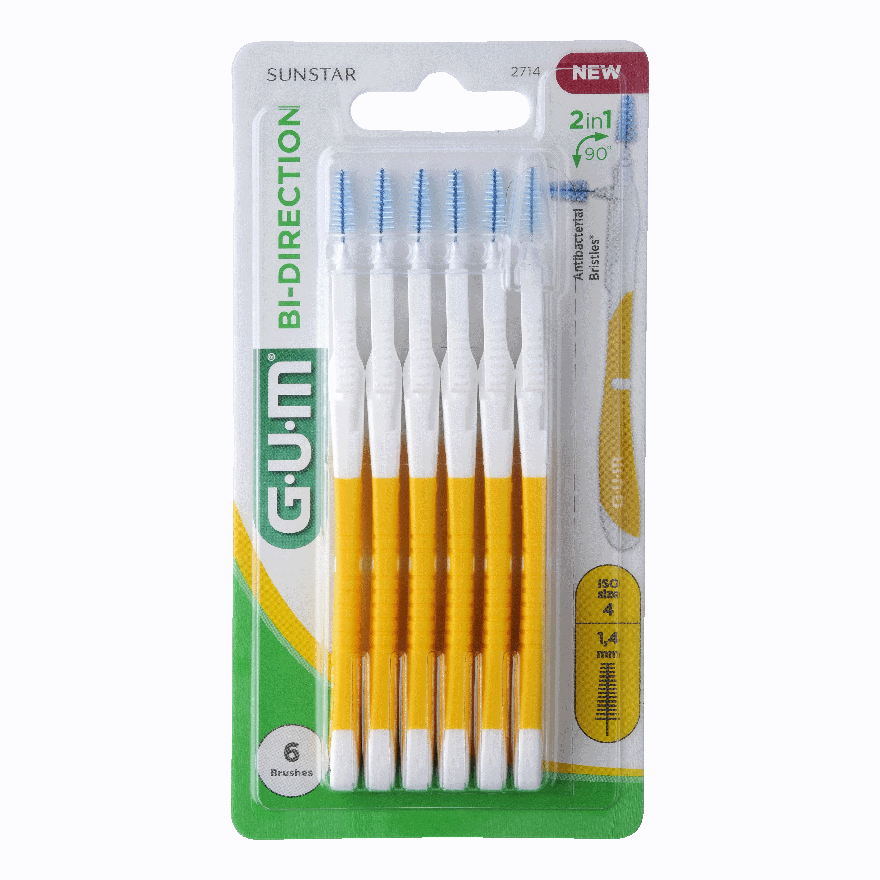Gum Gialle 2714 Spazzole Intermedie Bidirezionali Con Manico 1,4 Mm 6 Pz - Immagine 6