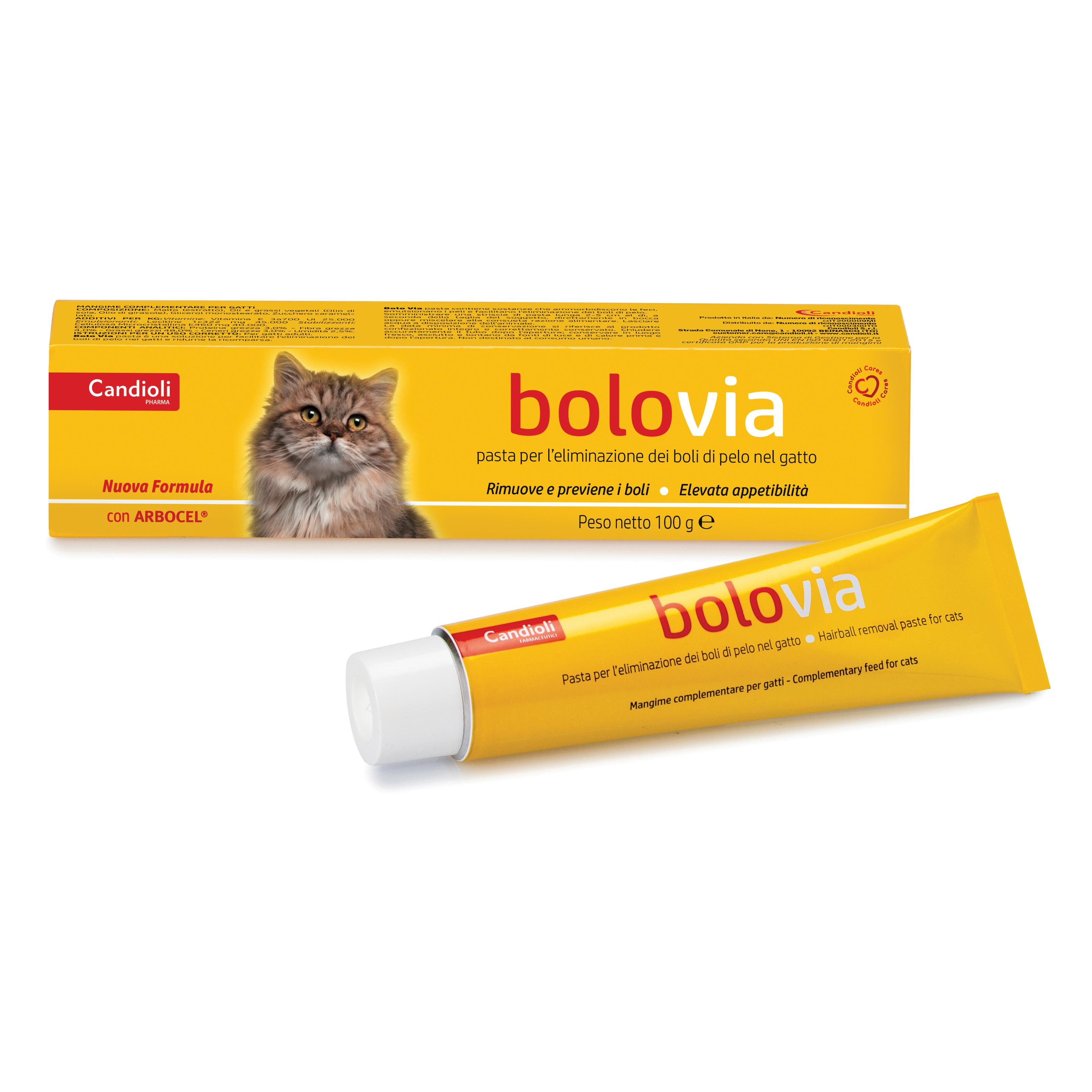 CANDIOLI Bolo via - pasta per l'eliminazione dei boli di pelo nel gatto 100 g - Immagine 5