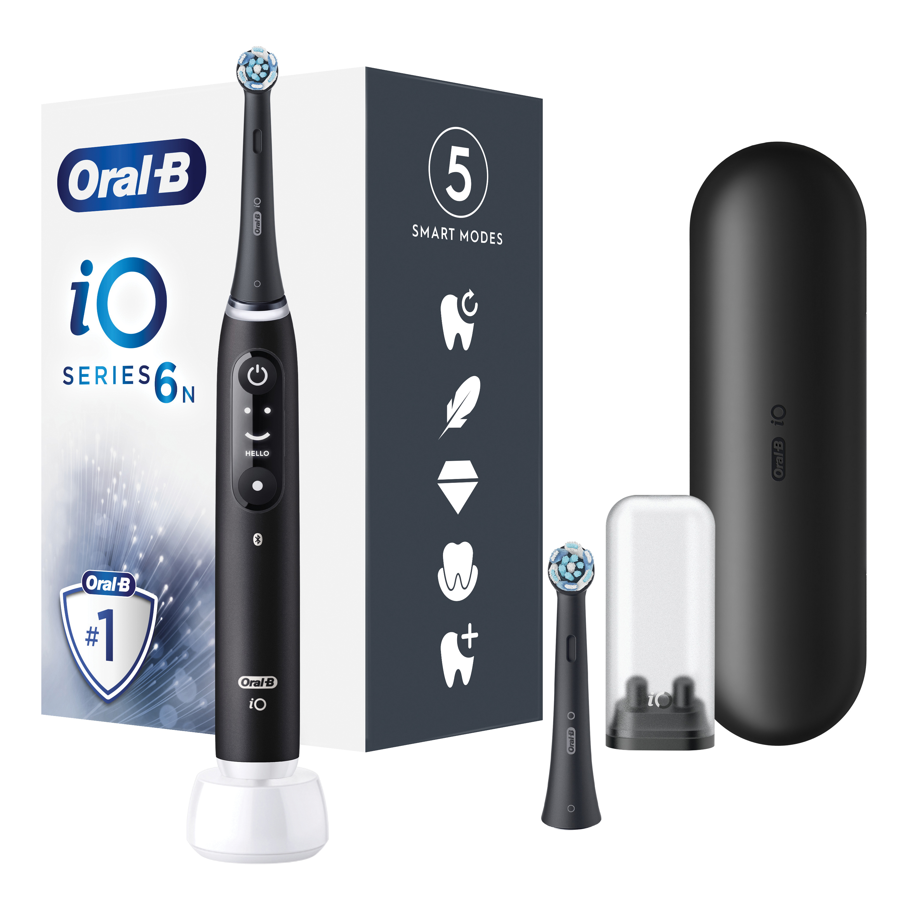 Oral-B iO 6 Spazzolino Elettrico Nero con 8 Testine Ultimate Clean Custodia da Viaggio e Dentifricio Clinical Prevenzione Carie - Immagine 14