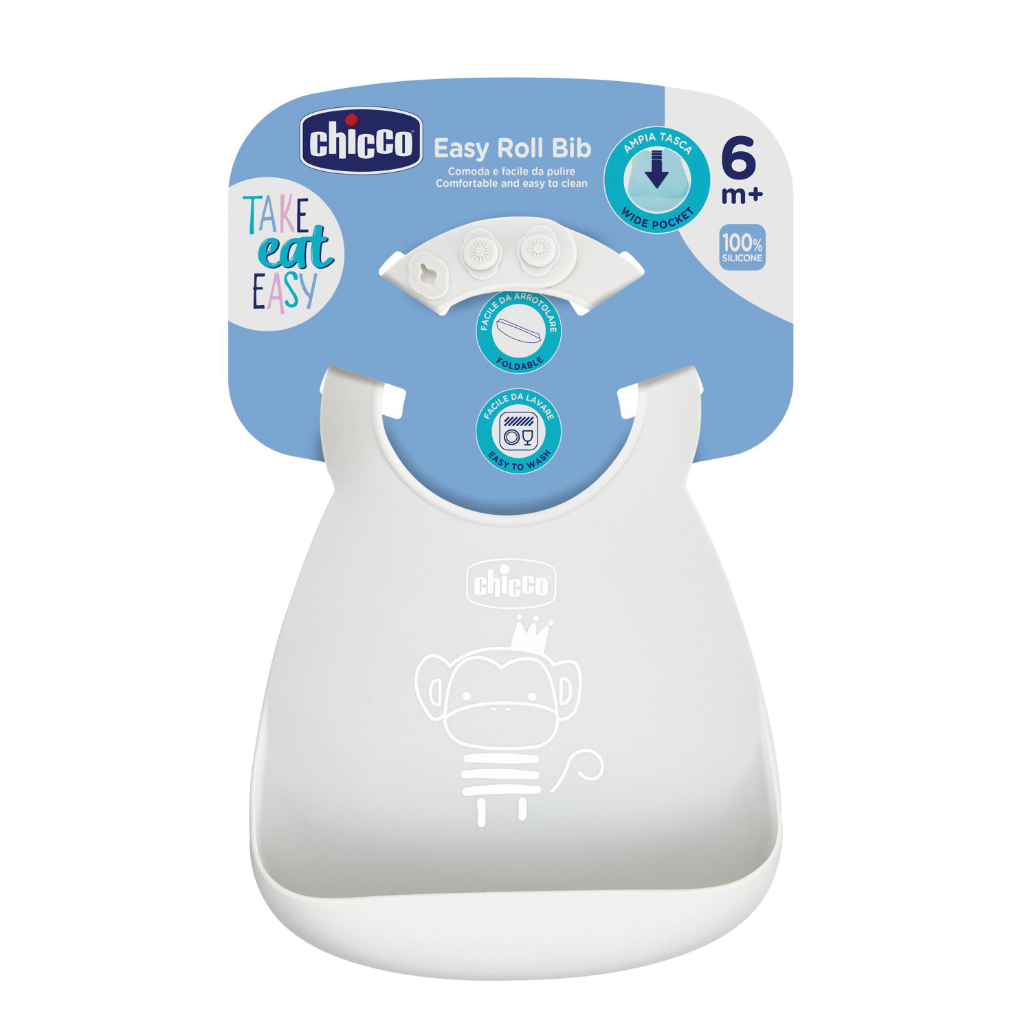Chicco Bavaglino in Silicone con Tasca Grigio - Immagine 7