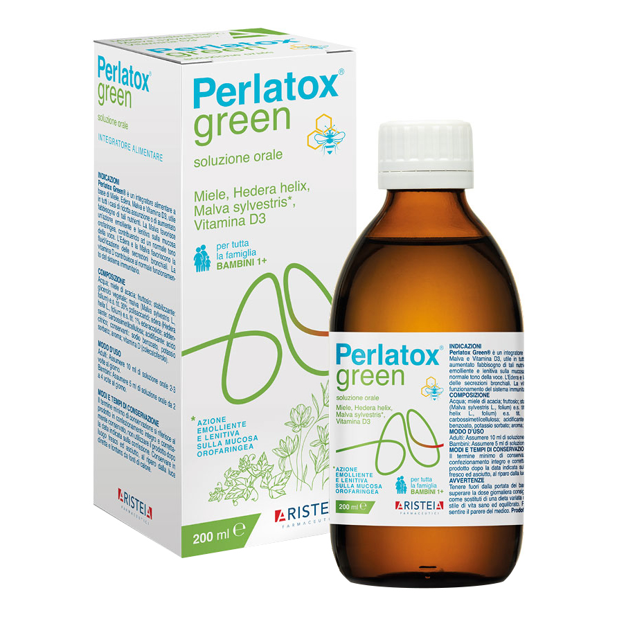 Aristeia Farmaceutici Malva Integratore Perlatox Green Sciroppo Con Miele E Edera, 200Ml - Immagine 3