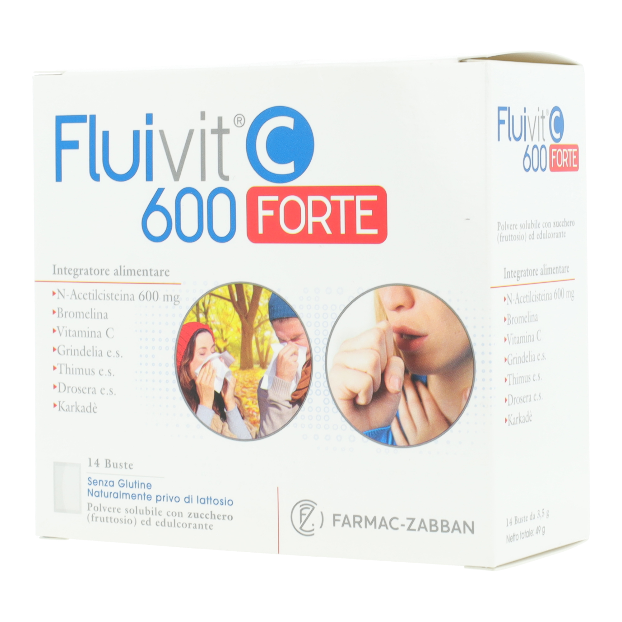 Fluivit C 600 Forte Integratore Per Secrezioni Bronchiali E Tosse 14 Buste Da 3,5 G - Immagine 2