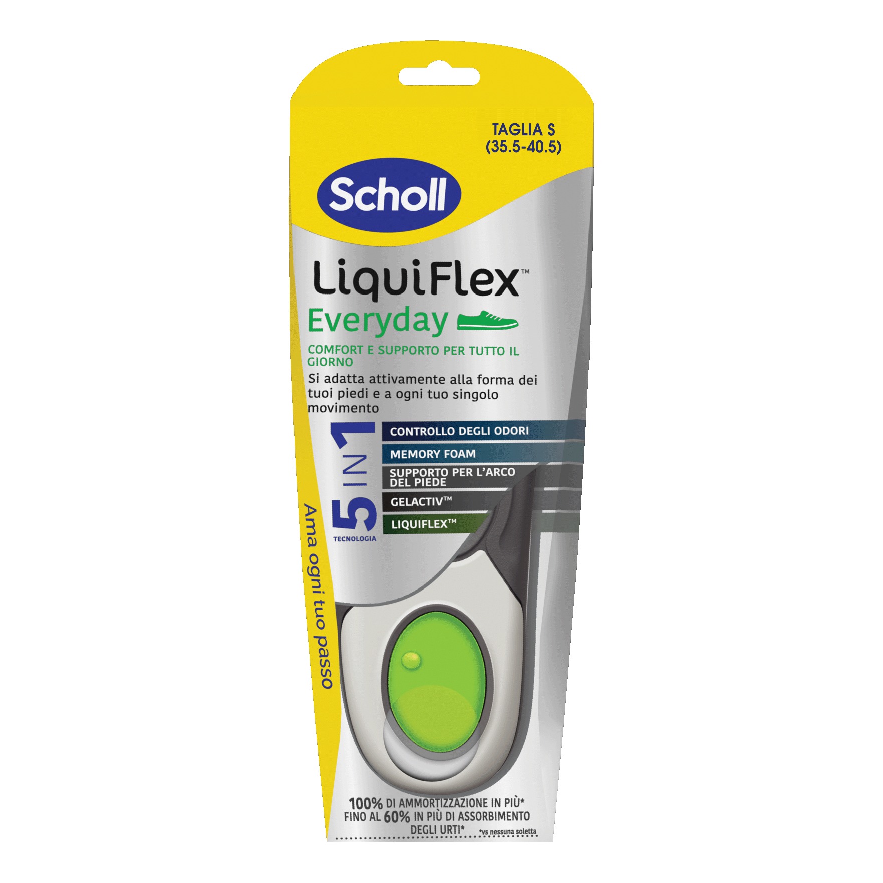 Scholl Liquiflex Everyday Per Comfort Quotidiano 1 Plantare Taglia S - Immagine 6