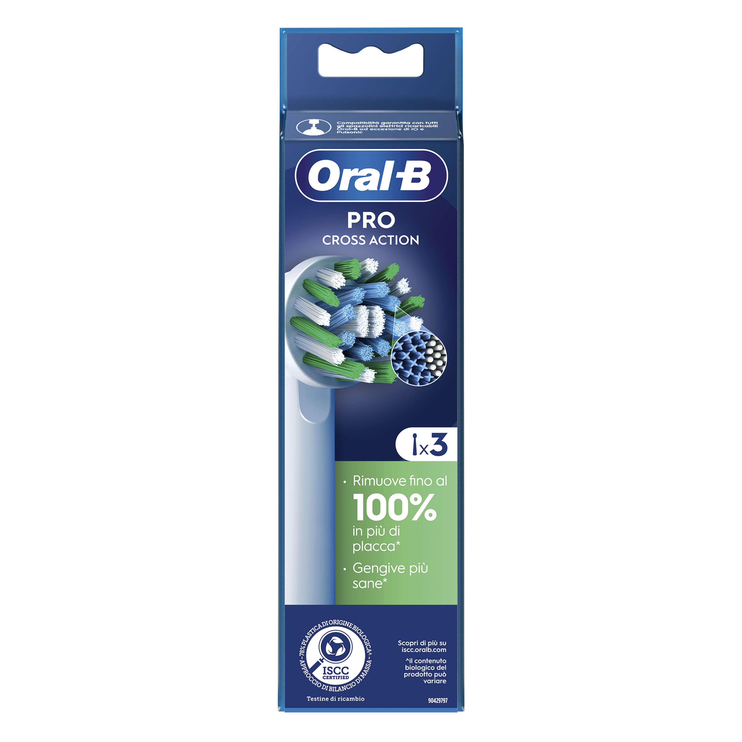Procter & Gamble Srl Bianco Oral-B Pro Cross 3D White Testine Di Ricambio - Testine Con Setole A Forma Di X - Colore - 3 Pezzi - Immagine 5