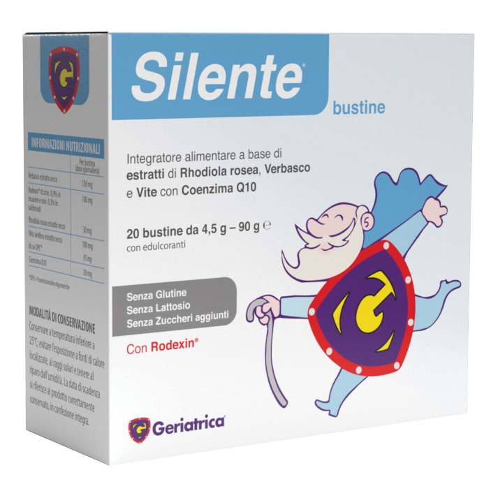 Silente Integratore Alimentare a Base di Rhodiola Verbasco Vite e Coenzima Q10 20 Bustine - Geriatrica - Immagine 3