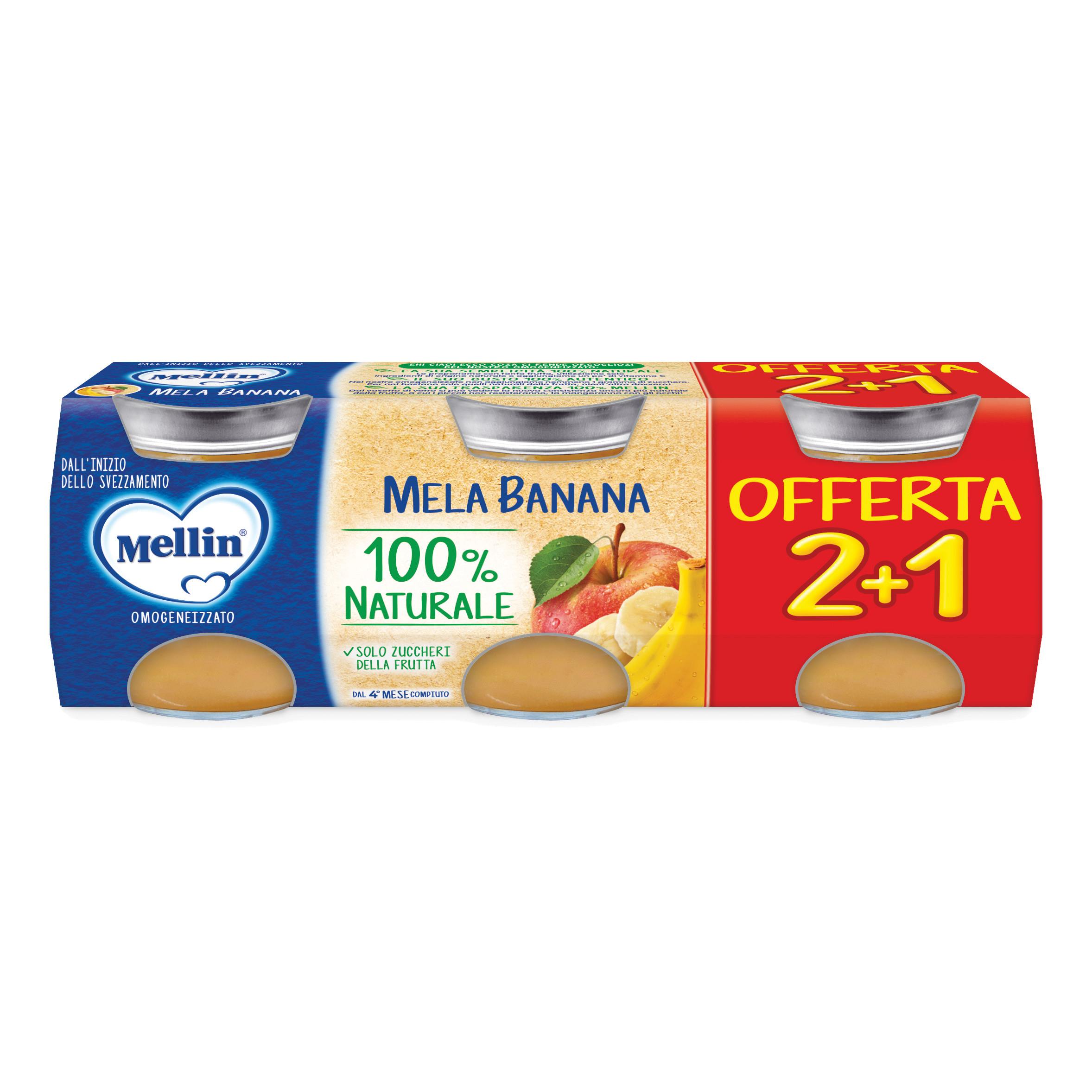 Mellin - Danone Omogeneizzato Mela Banana 3 Pezzi Da 100 G - Immagine 4