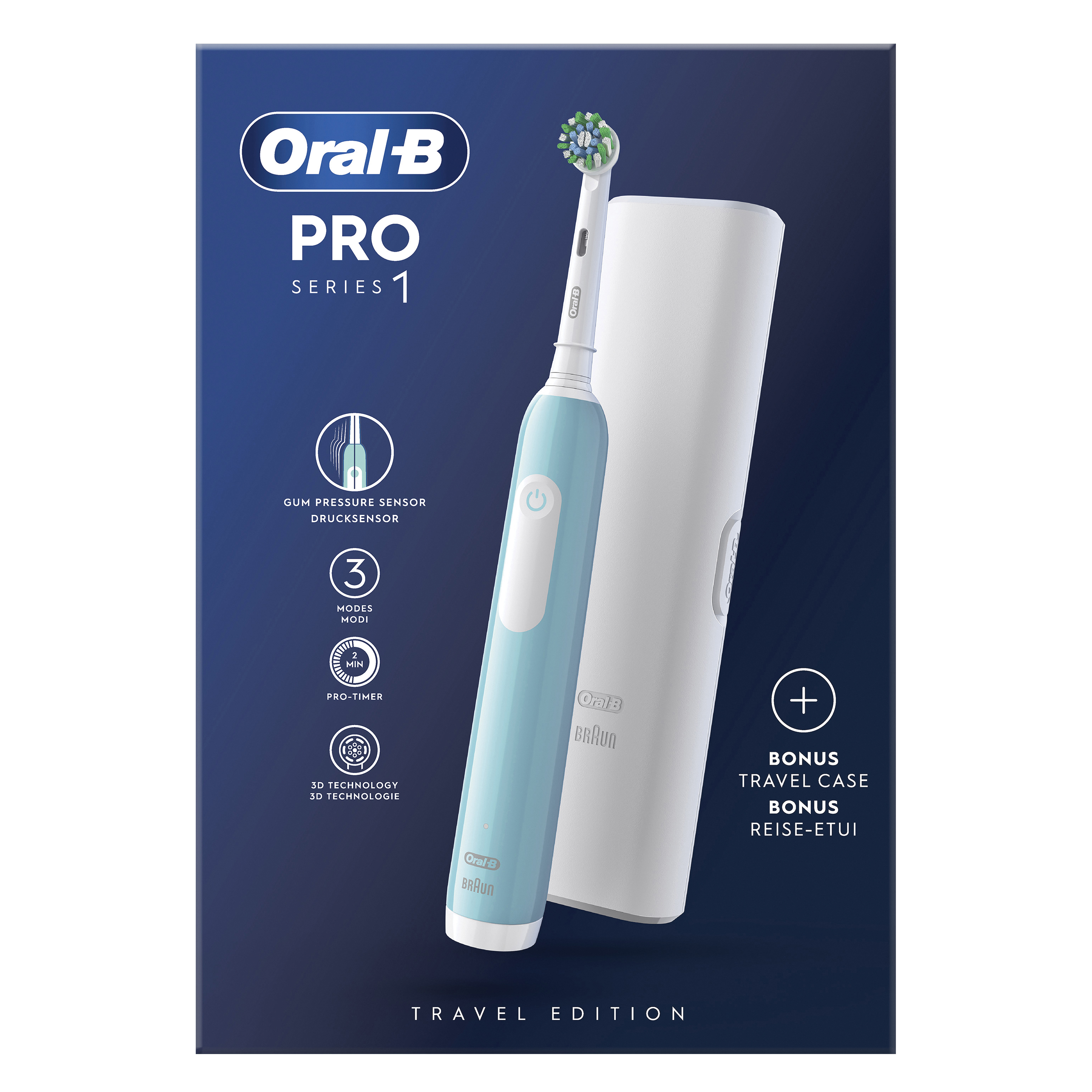 Oral-B Electric Azzurro Oral-B Pro1 Colour Cross Action Spazzolino Elettrico + 1 Testina - Immagine 7